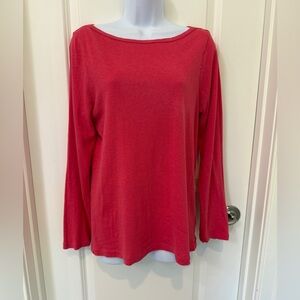 J. Crew Women's Boat Neck Painter Tee Long-Sleeve Top in Pink Size L